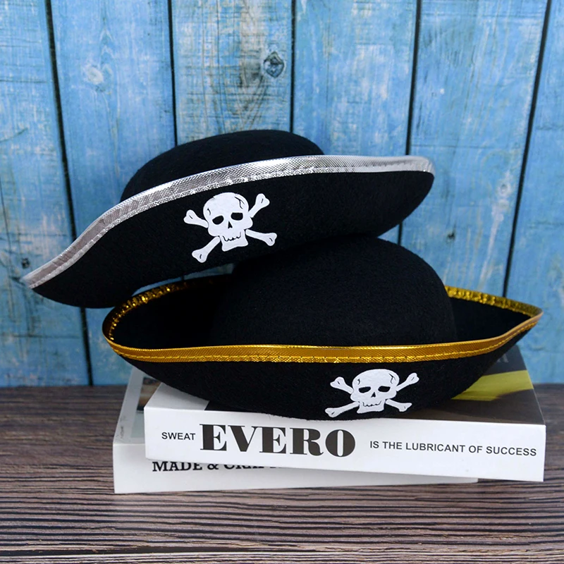 Sombrero de pirata de fieltro para Halloween, gorro de capitán, Calavera de Cosplay, decoración de fiesta temática de pirata, 1 unidad _ - AliExpress Mobile