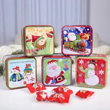 Рождественские тематические металлические пустые банки для конфет и печенья контейнер для хранения Санта-Клаус шаблон коробка конфет