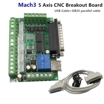 

Upgraded 5 Axis CNC Interface Adapter Breakout Board for Stepper Motor Driver Mach3 +USB Cable hot sale and LPT Cable