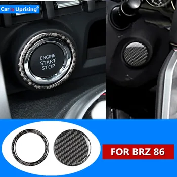 

2pcs Interior Carbon Fiber Car Engine Start Stop Ignition Key Ring Sticker For Subaru BRZ Toyota 86 2013-2019 auto Accessories