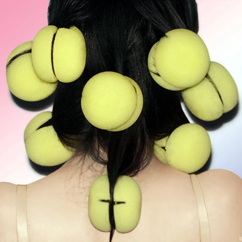 6pcs Diy Magic Soft Foam Hair Curlers Sponge Foam Balls Rollers Curling Set Salon Hair Styling Tool Hairdressing Accessories