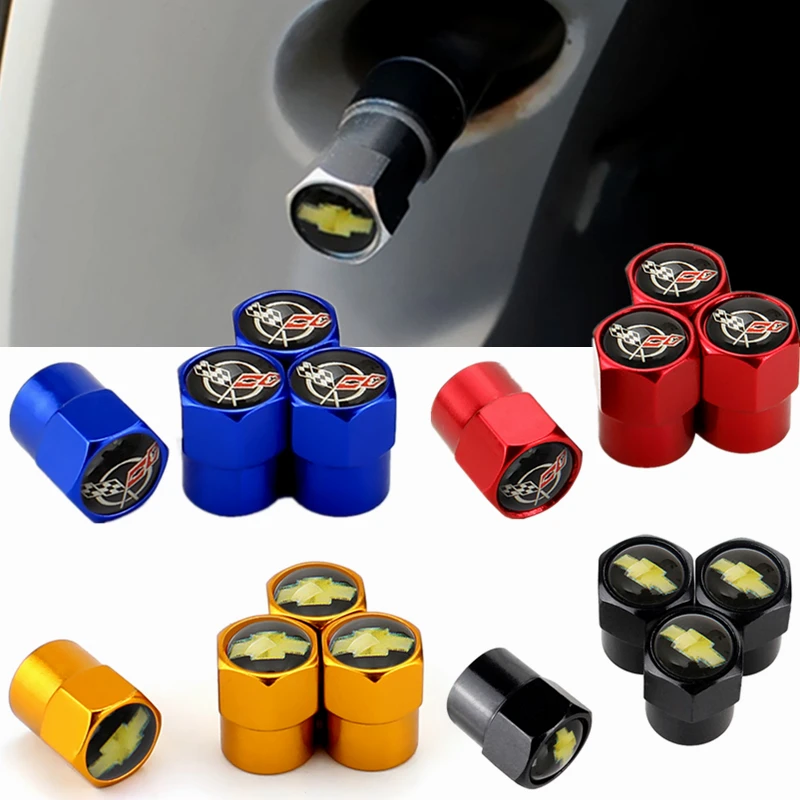 Tapa de válvula de neumático de coche cubierta de vástago de neumático, distintivo para el volante, para Chevrolet Corvette Cruze Aveo Malibu Captiva Lacetti Camaro