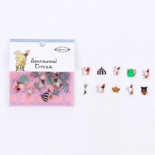 80 pcs/bag Japanese Stationery Stickers Cute Cat Sticky Paper Kawaii PVC Diary Bear sticker For Decoration Diary Scrapbooking 4