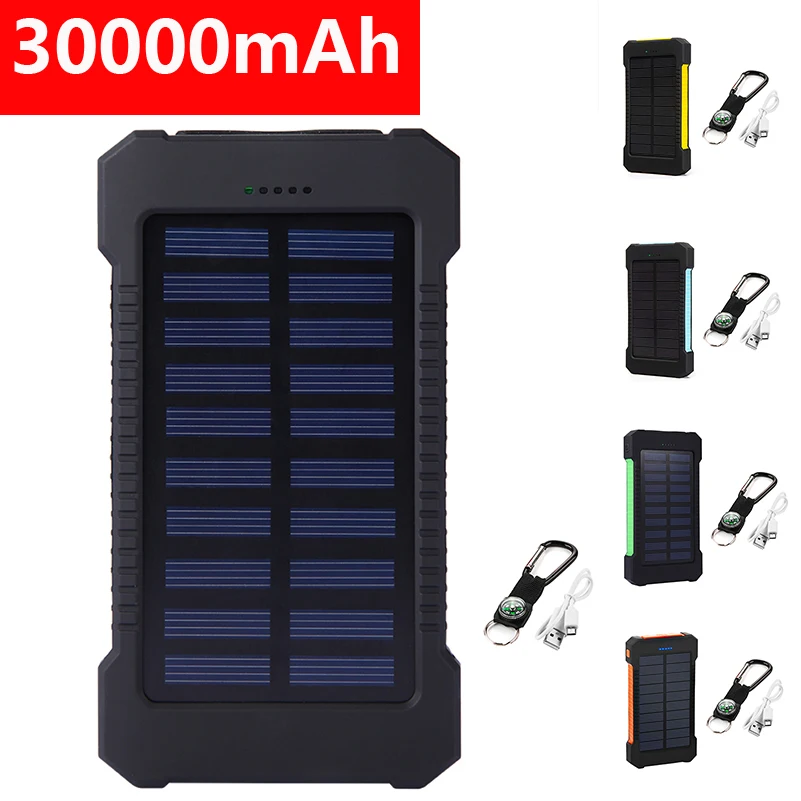 30000mAh Solar Power Bank for Xiaomi Dual USB Portable External Battery Pack Power Bank Solar Charger for Samsung iPhone 12 XR 30000mAh Solar Power Bank for Xiaomi Dual USB Portable External Battery Pack Power Bank Solar Charger for Samsung iPhone 12 XR
