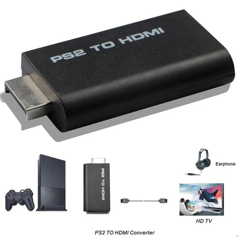 HDV-G300 PS2 to HDMI 480i/480p/576i Audio Video Converter Adapter with 3.5mm Audio Output Supports All PS2 Display Modes