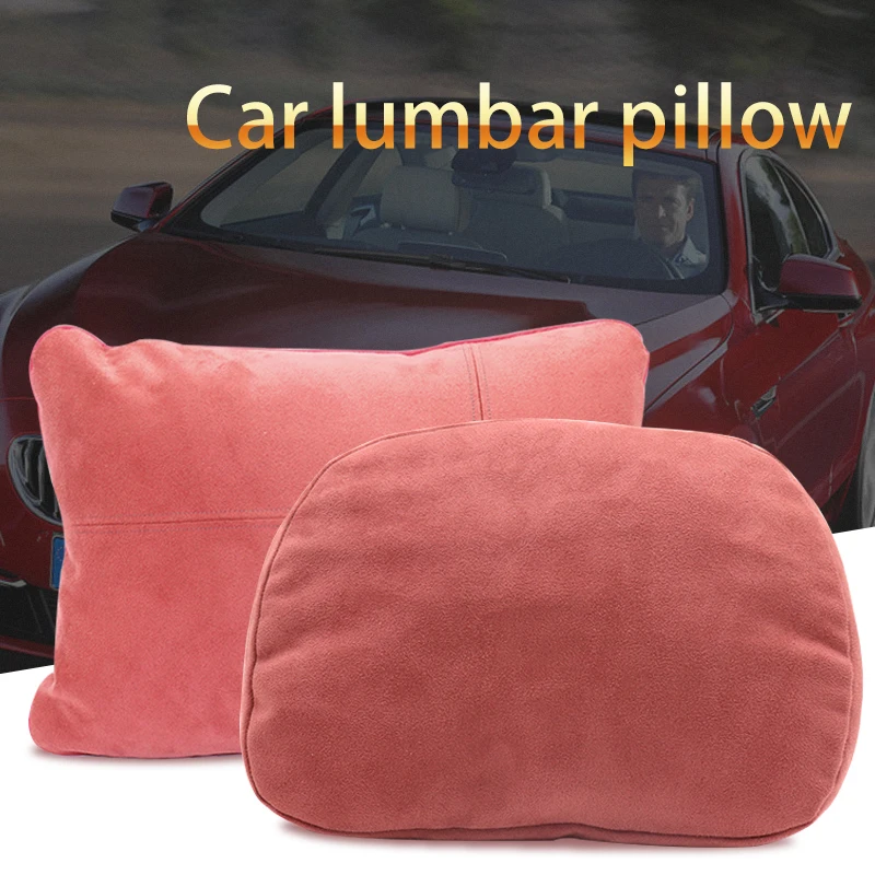 

2Pcs Suede Car Headrest Soft Lumbar Supports Neck Waist Pillow Low Back Pain Posture Correction Cushion Maybach Design S Class