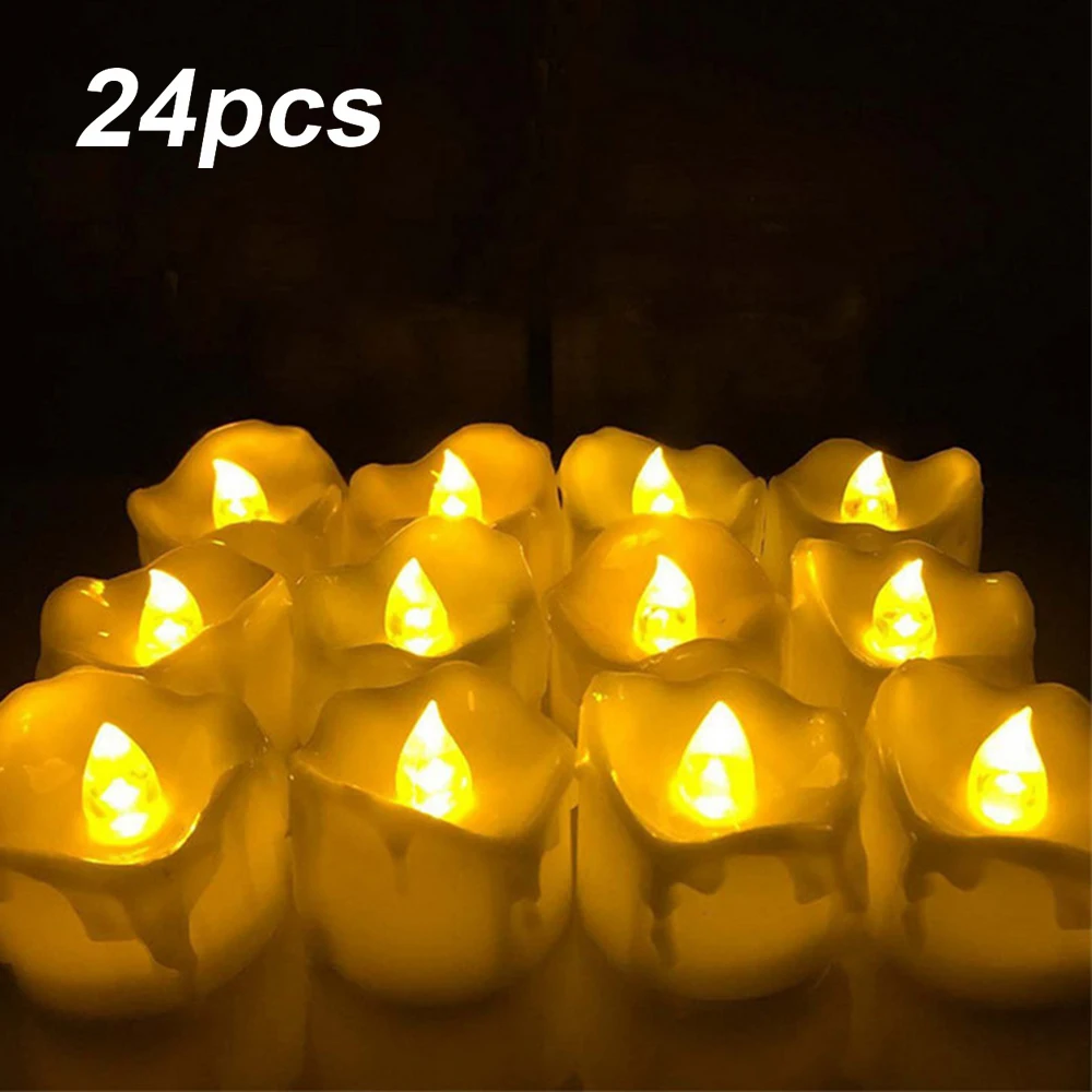 Top Selling 24 PCS Electric Plastic Candles For Christmas Halloween Built-In 1 CR2032 Battery 4.3* 3.6cm Wedding Decoration