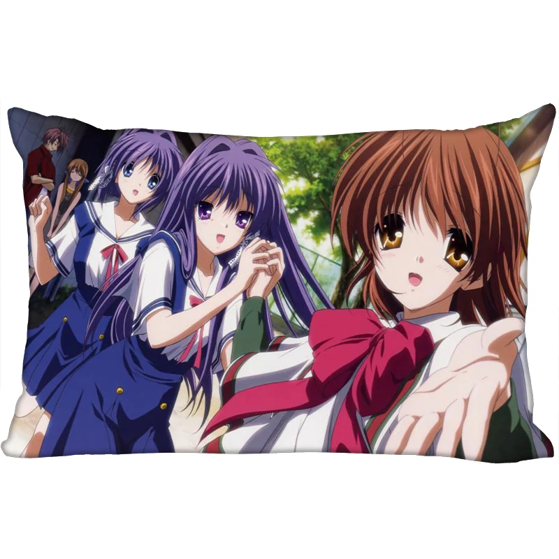 Горячая CLANNAD печатных атласные Наволочки две стороны Стандартный шелк мягкий прямоугольник на молнии наволочка больше размер Пользовательский логотип - Цвет: 10