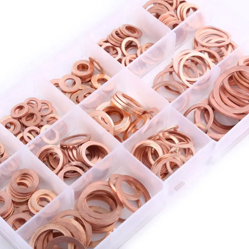 280pcs M5-M20 Professional Assorted Washer Gasket Set Flat Ring Seal Grease Filling Assortment with Box Hardware Accessories