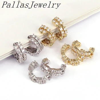 

10Pairs,13mm Ear Cuff Clip On Earrings Crystal C Shaped No Pierced Zirconia Earcuffs Stackable Party Wedding Jewelry