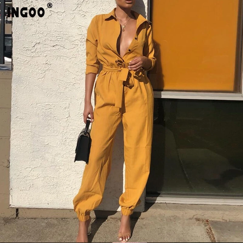 tan long sleeve jumpsuit