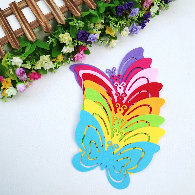 XICC Big Size Beautiful Butterfly Wall Stickers Classroom Children's Room Flower Thick Felt Fabric Pads Wedding DIY Scrapbooking
