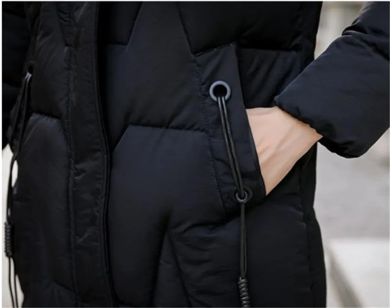 Зимняя женская куртка размера плюс 6XL, тонкое плотное пуховое хлопковое пальто с капюшоном и большим меховым воротником, теплая женская зимняя одежда для офиса H032