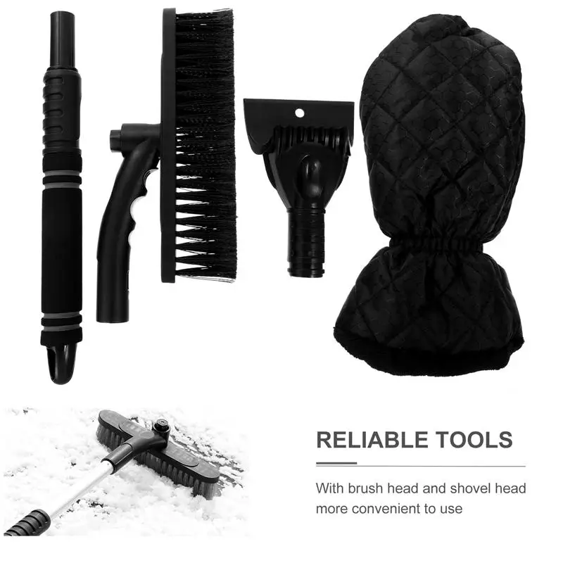 1 Set Ice Shovel Glove Brush Windshield Snow Scraper Mitt Ice Removing