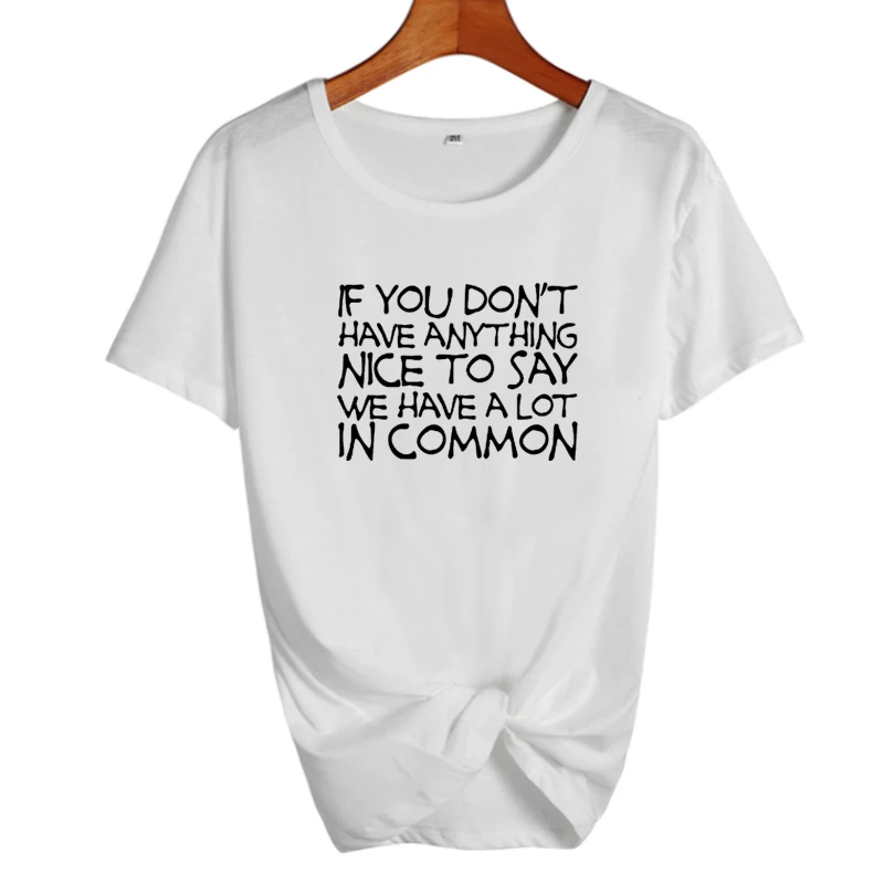 

If You Don't Have Anything Nice To Say We Have A Lot In Common Summer 2018 Harajuku Saying Women Tops Tee Shirt Funny t shirts