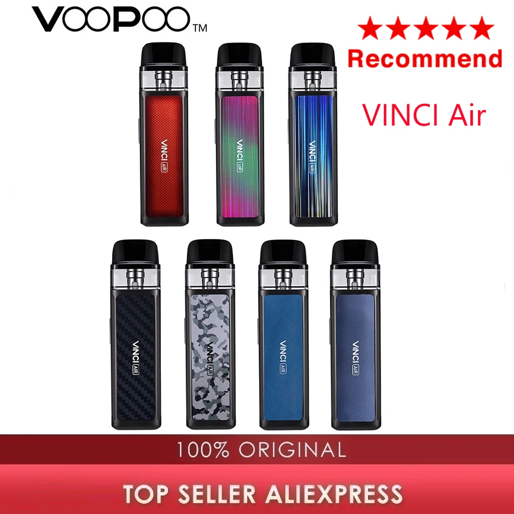Новейший оригинальный комплект VOOPOO VINCI AIR Pod Vape с аккумулятором 900 мАч 4 мл &amp PnP Coil