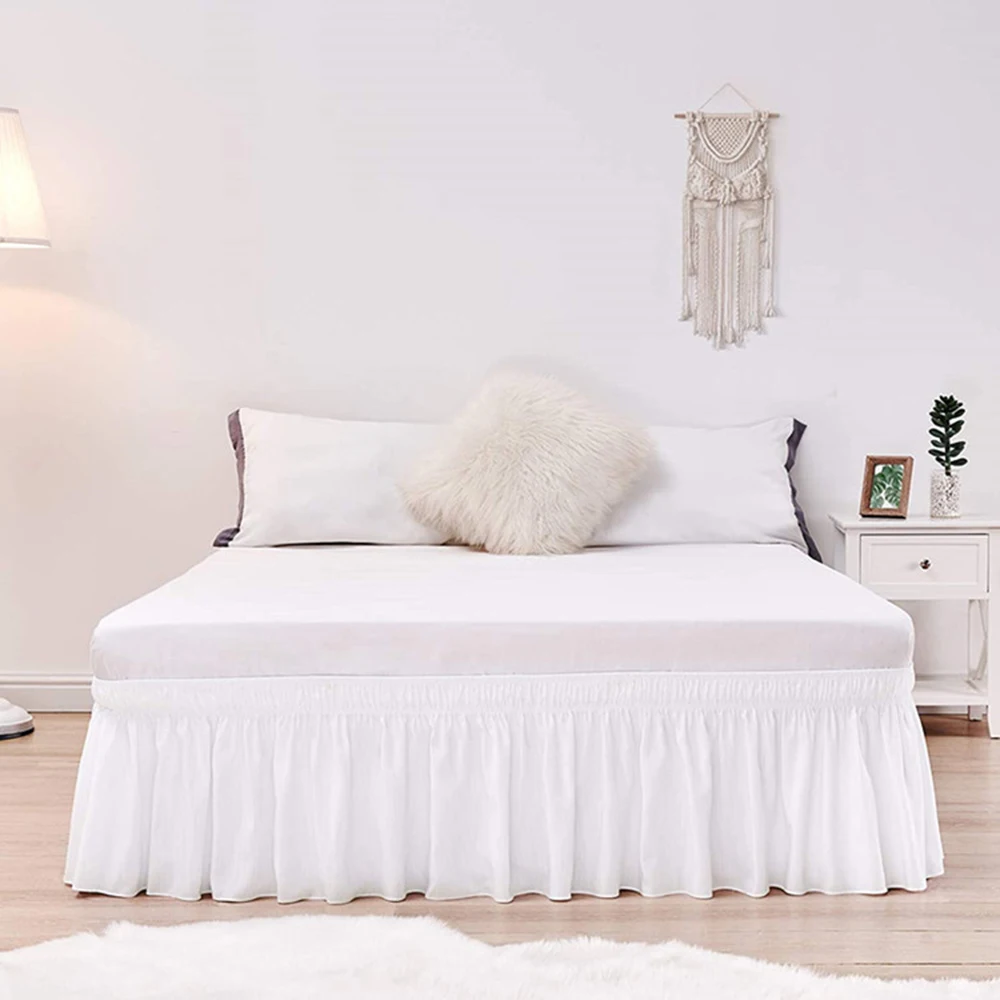 White Bed Skirt Elastic Band Wrap Around Bed Skirt Home Hotel Bed Skirt