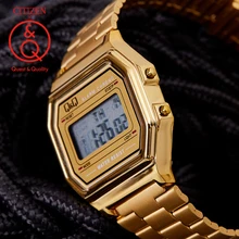 Citizen Q&Q мужские часы Gold Top Brand Luxury Set 30м Водонепроницаемые кварцевые часы Спортивные наручные часы Ретро классические часы Светящиеся цифровые часы Relogio Военные мужские часы Часы с хронографом relogio