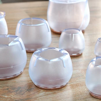 

4pcs Furniture Protection Cover Soft PVC Universal For Table Chair Round Square Shape Foot Legs Mat Mute Chair Legs Caps Set