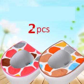 

Two Pieces Colorful Toilet Seat Covers Mat Thicken Coral Velvet Toilet Buttock Cushion Soft Bathroom Waterproof Toilet Case
