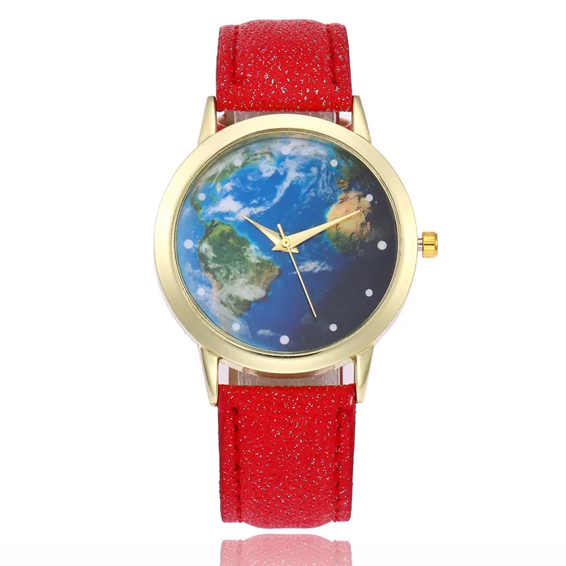 2019 роскошный бренд карта мира кожаный ремешок кварцевые аналоговые Reloj Mujer для