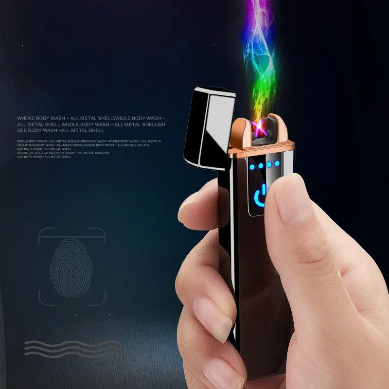 

New Touch Screen Electronic Ignition Electric Hot Wire Windproof Charging Electric Lighter Ultra-Thin USB Charging Lighter