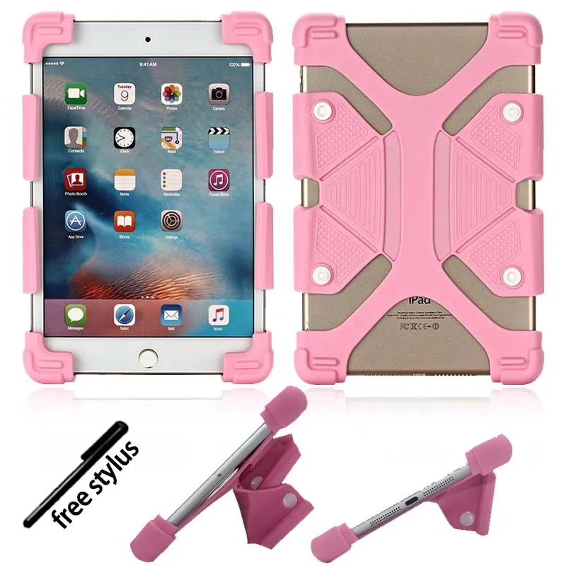 KK&LL For Apple iPad Pro 10.5" 9.7" 11"()- Tablet Shockproof Silicone Stand Cover Case+ Stylus - Цвет: pink