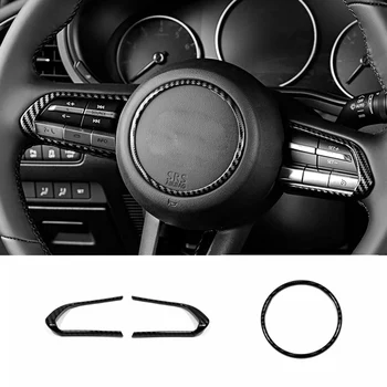 

CARBON FIBER PRINT STEERING WHEEL COVER TRIM BEZEL GARNISH FOR MAZDA 3 MAZDA3 2019 2020 ACCESSORIES CAR STYLING
