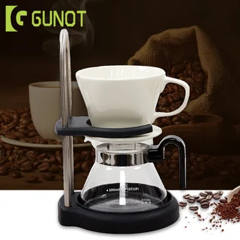 

GUNOT New V60 Pour Over Range Coffee Dripper Pot Ceramics Filter Set Coffee Kettle Espresso Percolator Kitchen Tools Percolator
