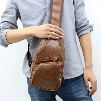 

Men PU Leather Messenger Bags New Fashion Business Traveling Handy Shoulder Bag Male Chest Bag USB Charging Cross Body Packs Hot