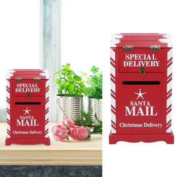 

1Pc Christmas Mailbox Shaped Adornment Art Crafts Mailbox Model Decoration (Red)