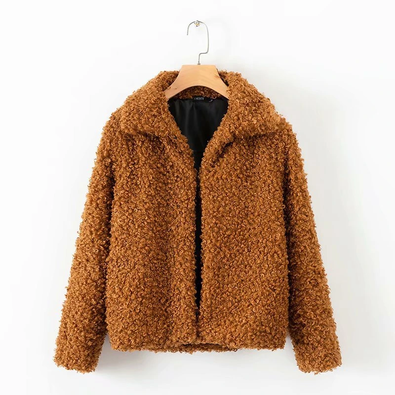 Winter Fall New Fashion Teddy Jacket Female Fur Jacket Lamb Wool Fur Coat Ladies Jacket Loose Faux Fur Coat Woman LJJ008