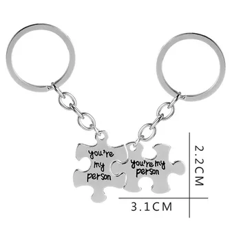 

2pcs Engraved Lover Couples Key Rings Gift You Are My Person Letter Keychains Party Souvenirs Gift Favors Bag Accessories