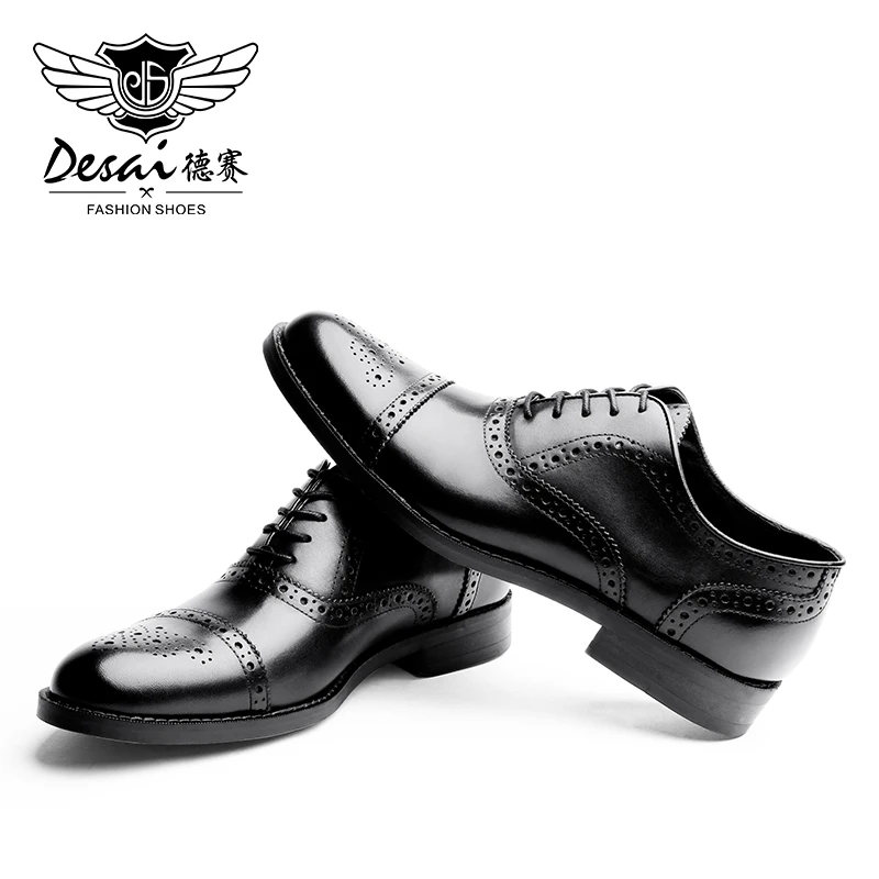 Desai/Мужские модельные туфли из натуральной кожи; Цвет Черный; итальянские Модные Туфли-оксфорды в деловом стиле; Турция