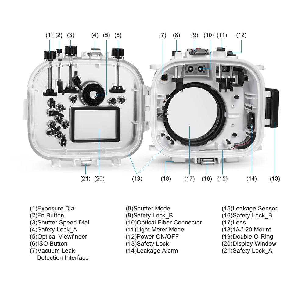 Чехол для подводной камеры Seafrogs 40 м/130 футов для камеры Fujifilm XT3 X-T3 16-55 мм 16-50 мм 18-55 мм