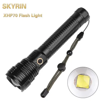 

Led flashlight Ultra Bright torch XHP70 Camping light 3 switch Modes waterproof Zoomable Bicycle Light use 18650 battery