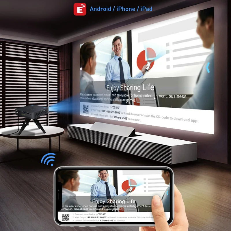 Smartldea Auto Focus DLP 4K 3D Projector Android9.0 4G 32G high brightness Beamer Zoom 5G Wifi BT airplay video game Proyector