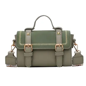 

Women Frosted Shoulder Bag Embroidery Strap PU Leather Casual Style Party Travel