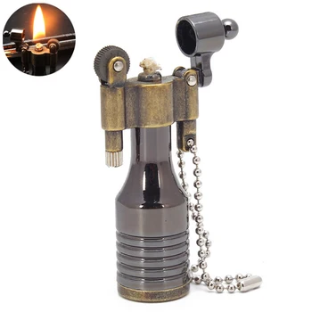 

Mini Portable Keychain Kerosene Lighter Retro Grinding Wheel Flame Lighter Dropshipping Cool Gadgets