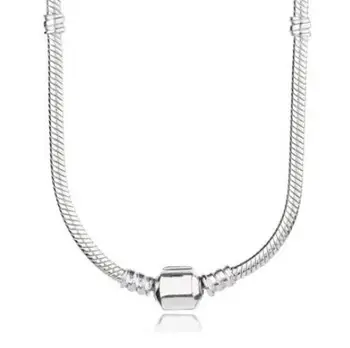 

Original 925 Sterling Silver Moments Lobster Ball Clasp Smooth Snake Chain Necklace For Women Wedding Gift Jewelry