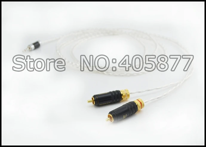 High quality occ silver plated Mini Stereo 3 5mm TO 2 RCA AUX Audio Cable 1M