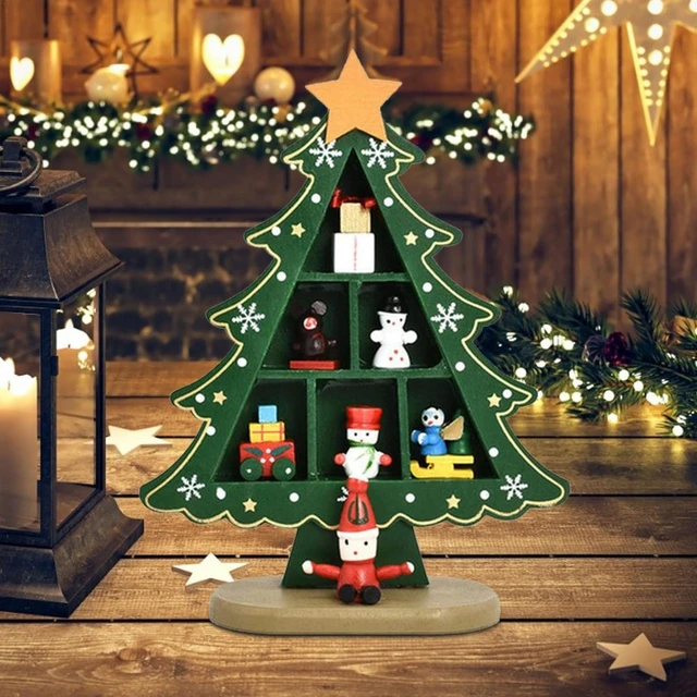 Desktop árvore de natal papai noel diy decoração de madeira sinais de natal  placa decoração de natal 2023 anos novos presentes de festa - AliExpress