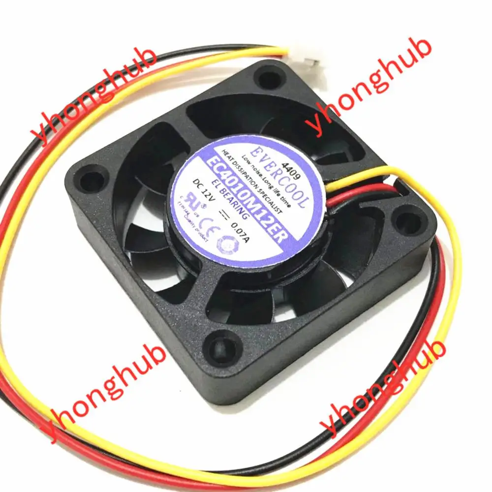 EverCool EC4010M12ER DC 12V 0.07A 40x40x10 мм 3 Провода Сервер вентилятор