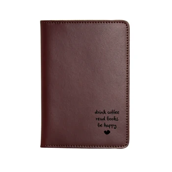 

Engraved Letters DRINK COFFEE READ BOOKS BE HAPPY Passport Cover Credit Card Holder Purse Leather Passport Travel Wallet