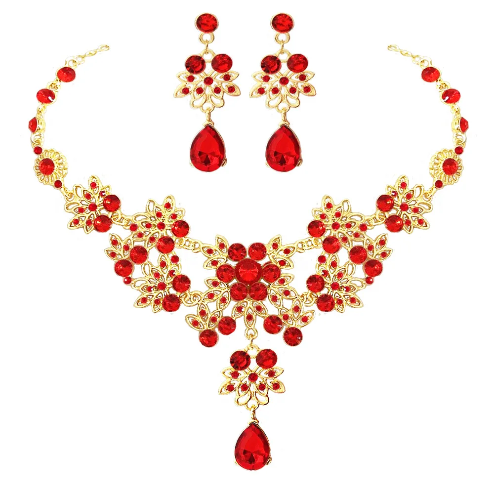 Bridal Jewelry Sets Crystal Jewelry Sets Fashion Crystal Water Drop Bridal Jewelry Sets Gold Color Rhinestone Chokers Necklace Earrings Wedding African Beads Jewelry Set