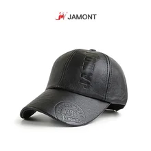 Men's winter Europe and America PU leather baseball cap autumn and winter middle-aged fleece-lined warm casual baseball cap 9553