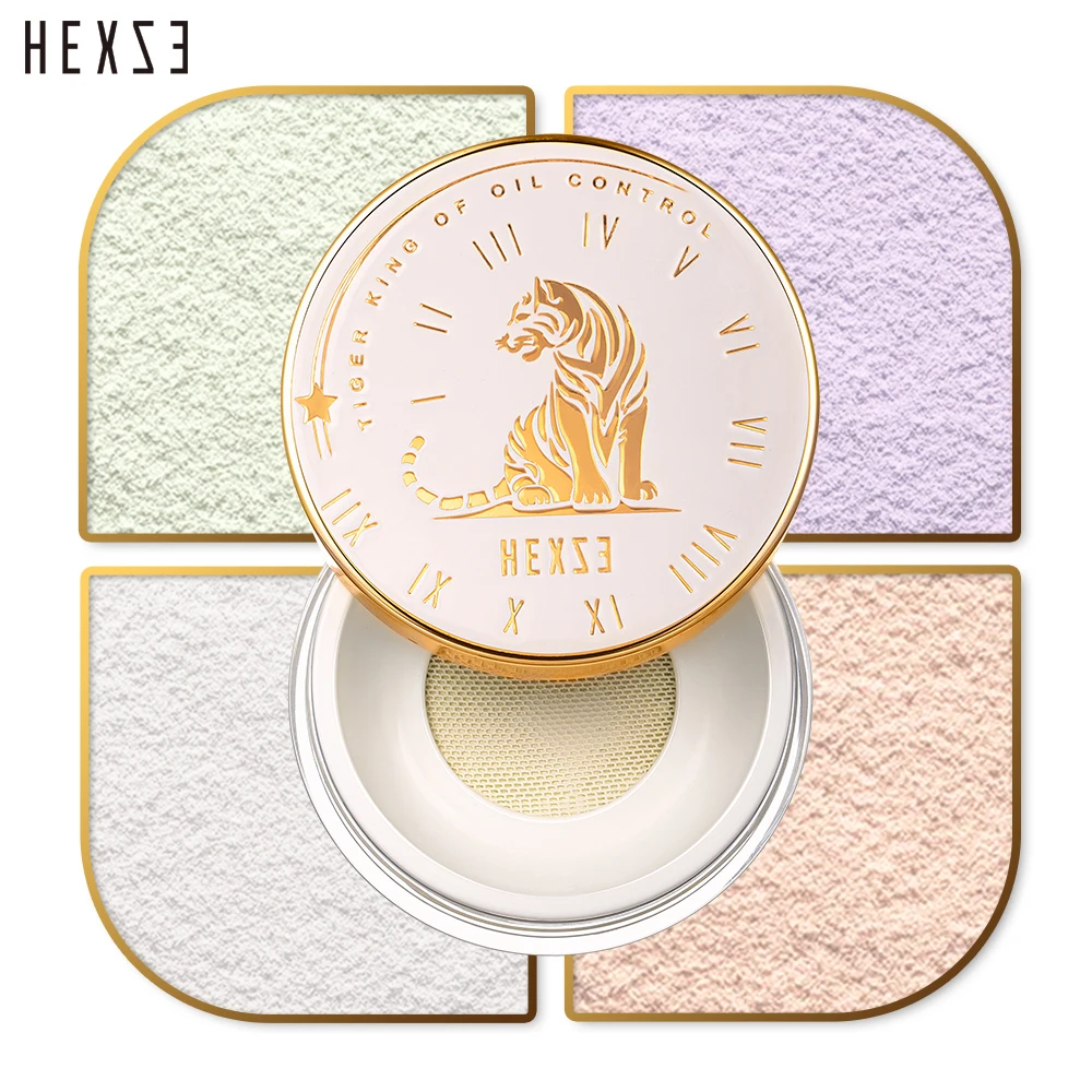 HEXZE 4 Colors Loose Powder Makeup Silky Compact Setting Powders Matte Finish Oil Absorbing Smoothing Facial Waterproof