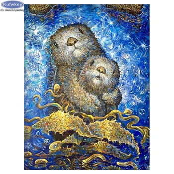 

5D Full Square Diamond Painting Otter Cross Stitch Kit DIY Needlework Diamond Embroidery cute animal Mosaic Diamond mazayka
