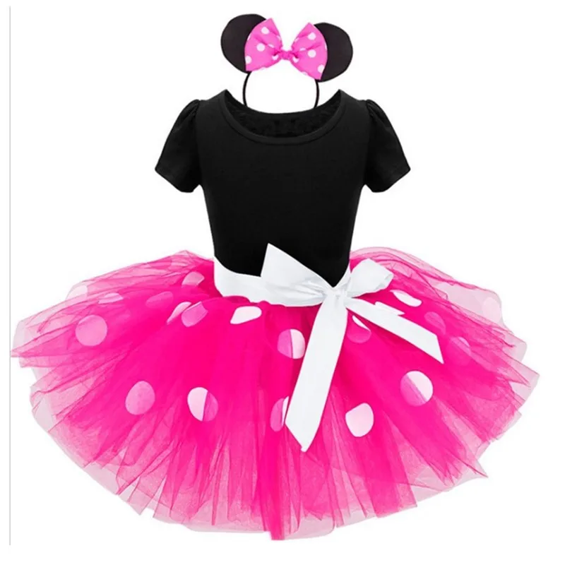 

2018 New Style Girls' Shirt Models in Europe And America Polka Dot Mesh Dress Mickey Princess Skirt Dress
