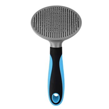 

Pet Brush Self Clean Dog Comb Self Grooming Cat Brush Comb Pet Hair Removal Brush Pet Product Easy To Clean Blue